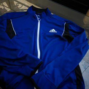 adidas running marathon work out blue jacket